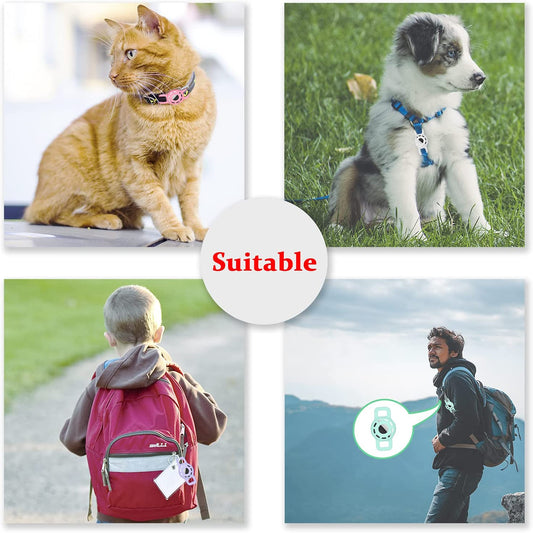 Air Tag Cat Collar Holder for Apple Air Tag, 2 Pack of Pet Collar Holder for Cat and Small Dog Collar within 1/2 Inch and 2 Pack Protector for Air Tag